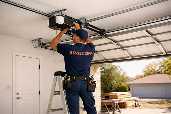 Professional garage door opener installation service in residential garage
